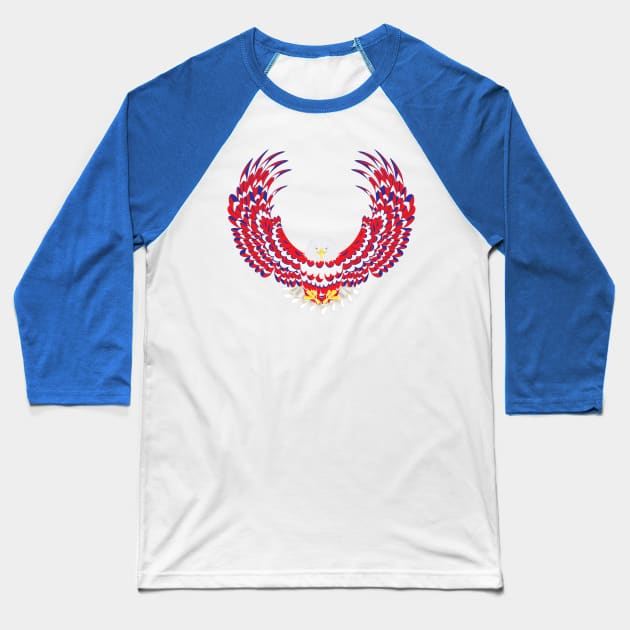 Blue red and white bald eagle Baseball T-Shirt by AnnArtshock